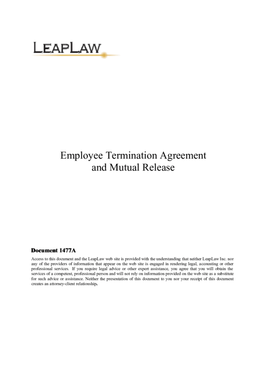 Employee Termination Agreement And Mutual Release Form