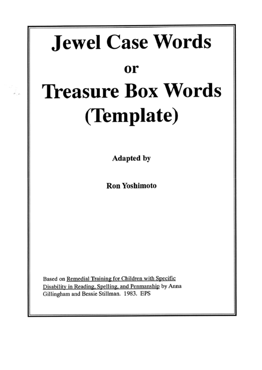 Phonetic Cards: Jewel Case Words Or Treasure Box Words (Template) Printable pdf