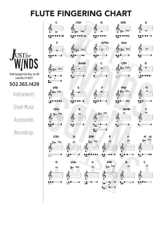 Flute Fingering Chart Printable pdf