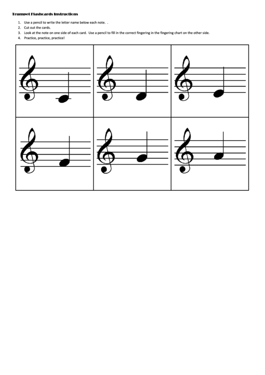 Trumpet Flashcards Template Printable pdf