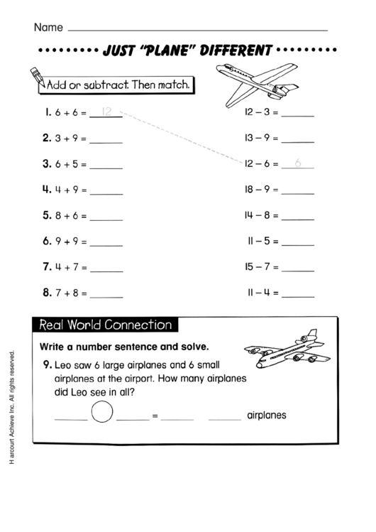 Add & Subtract With Single-Digit Addends Worksheet With Answer Key Printable pdf