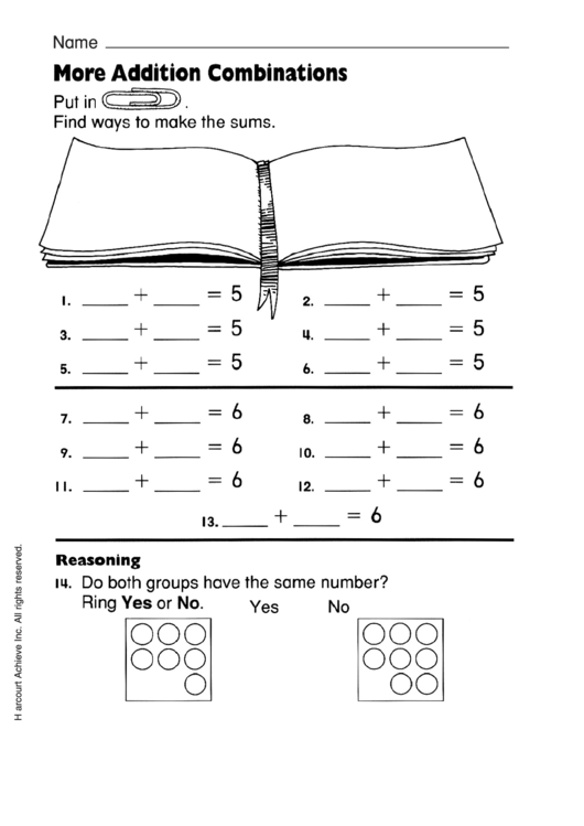 Addition Strategies Worksheet With Answer Key Printable pdf