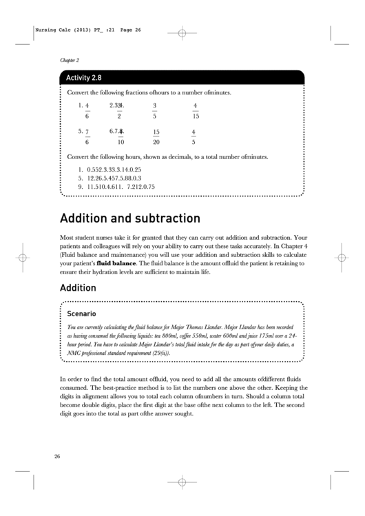 Addition And Subtraction - Fractions Printable pdf