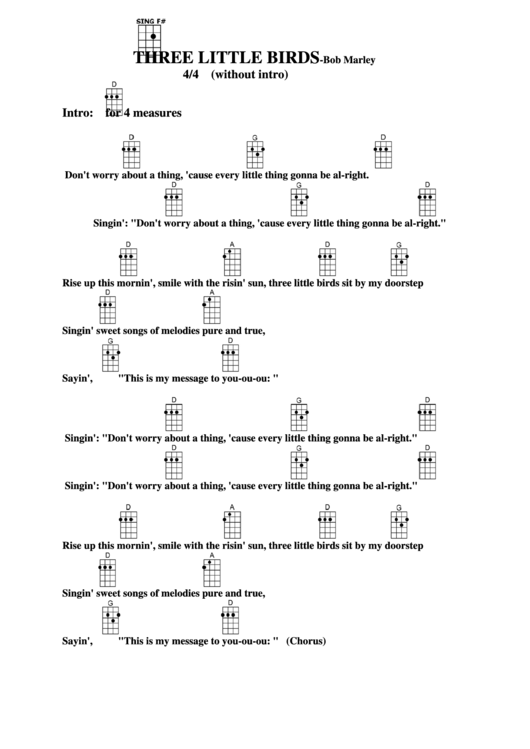 Chord Chart - Bob Marley - Three Little Birds Printable pdf