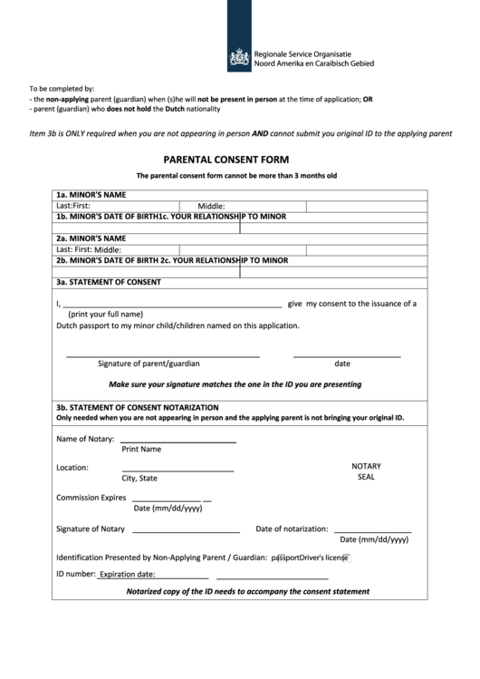 Fillable Parental Consent Form Printable pdf