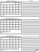 August, September & October 2014 Calendar Template