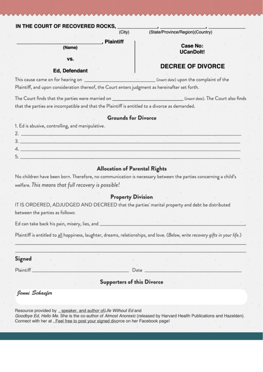 Decree Of Divorce Printable pdf