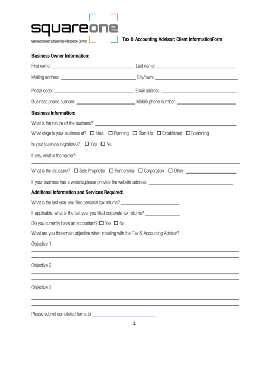 Fillable Client Information Form Printable pdf