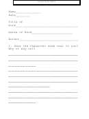 Character Question Sheet And Character Traits