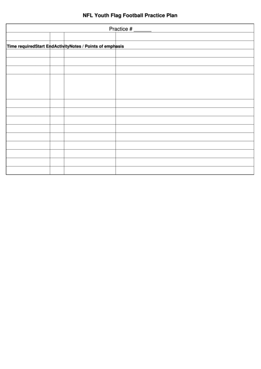 Nfl Youth Flag Football Practice Plan Template Printable pdf