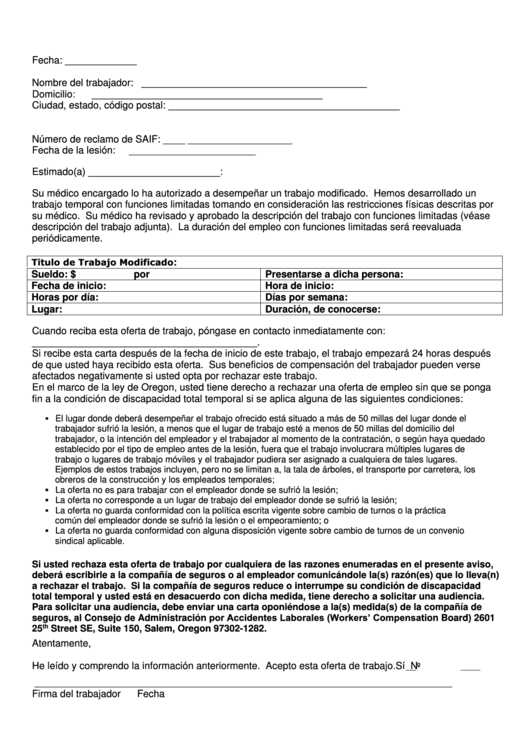 Job Offer Letter Spanish Letter Sample Job Offer Letter Printable pdf