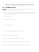 Guide To Persuasive Writing Activity Sheet