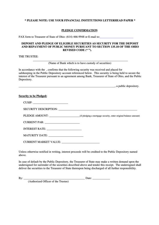 Pledge Confirmation Printable pdf