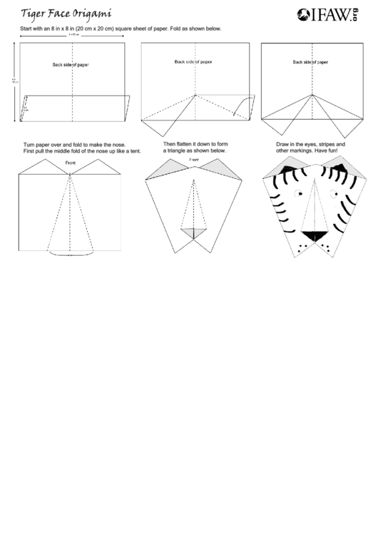 Tiger Face Origami Template