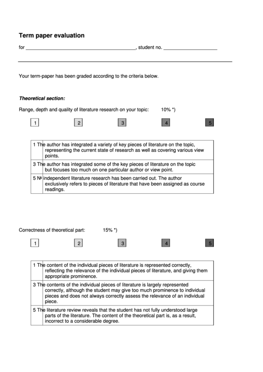Term Paper Evaluation Printable pdf