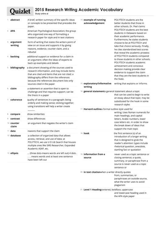 2015 Research Writing Academic Vocabulary Printable pdf