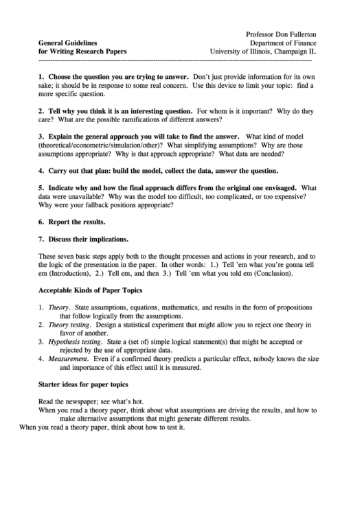 General Guidelines For Writing Research Papers Printable pdf