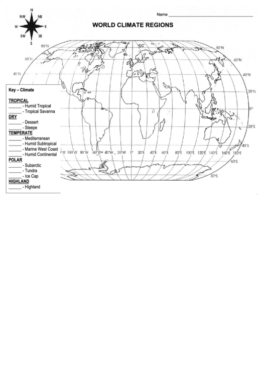 World Climate Regions Printable pdf