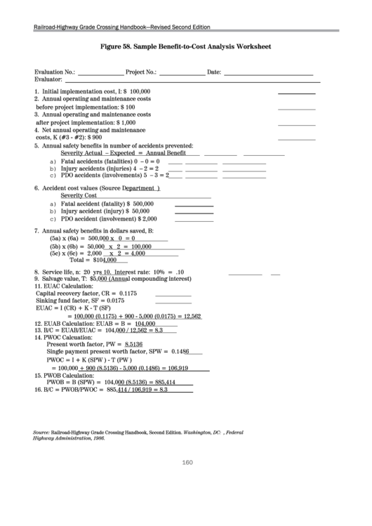 Sample Benefit-To-Cost Analysis Worksheet Template Printable pdf
