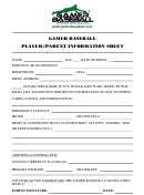 Gamer Baseball Player Parent Information Sheet