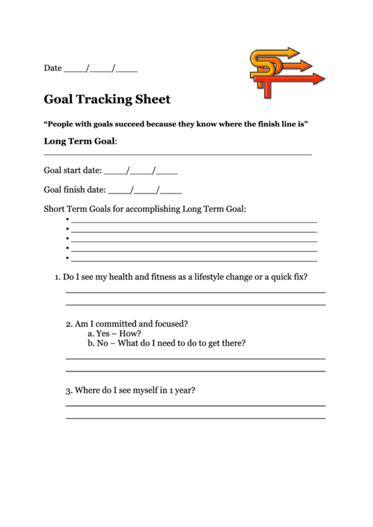 Goal Tracking Sheet Printable pdf
