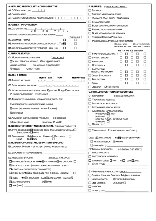 Medical Record Abstraction Form Printable pdf