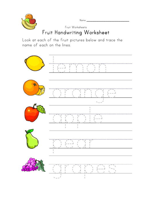 Fruit Writing Worksheet Template Printable pdf