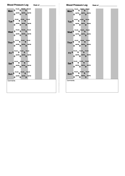 Blood Pressure Log Printable pdf