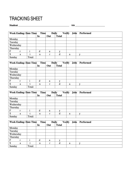 Tracking Sheet For Verification Of Hours Worked Printable pdf