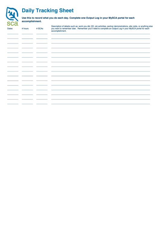 Daily Tracking Sheet Printable pdf