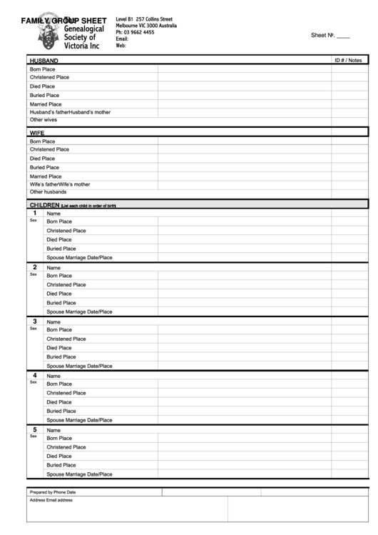 Top 10 Family Group Sheets Template free to download in PDF format