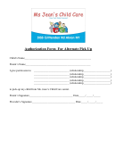 Authorization Form For Alternate Pick Up
