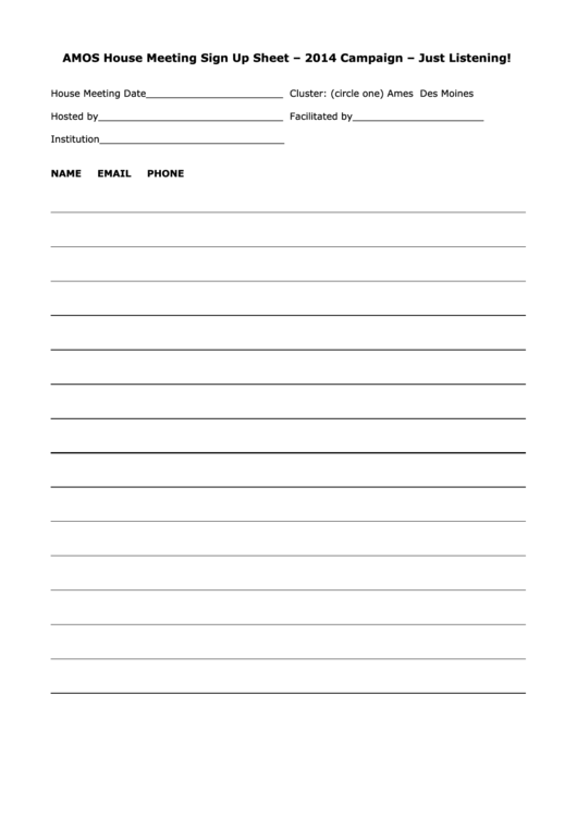 Amos House Meeting Sign Up Sheet Template