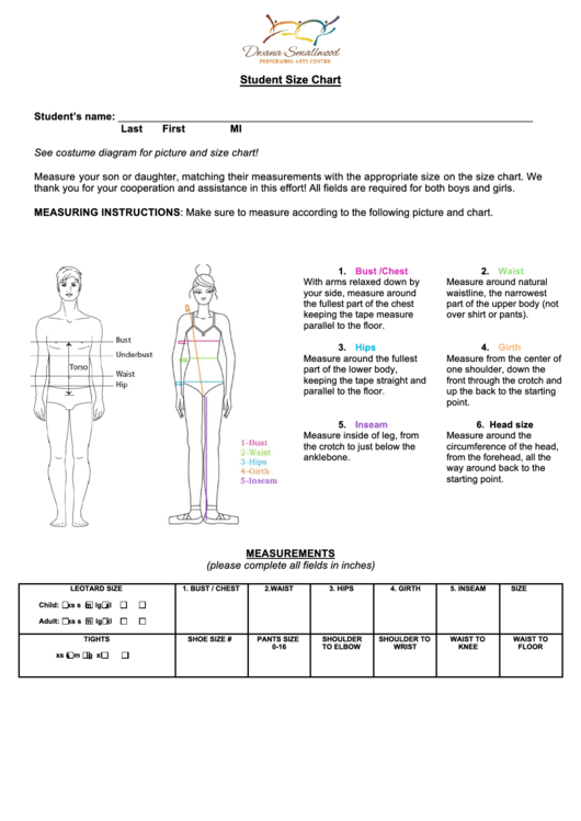 Dwana Smallwood Student Size Chart Printable pdf
