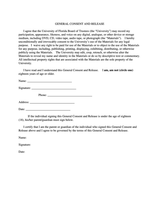 Photo Release Form - University Of Florida Printable pdf