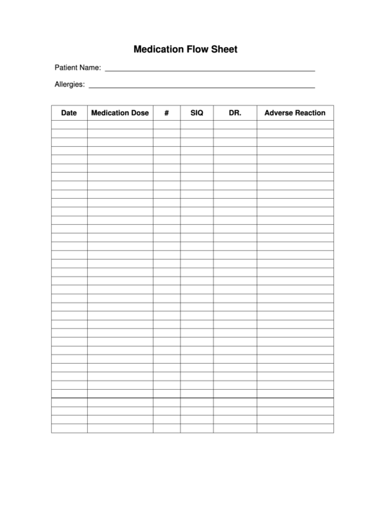 Medication Flow Sheet Printable pdf