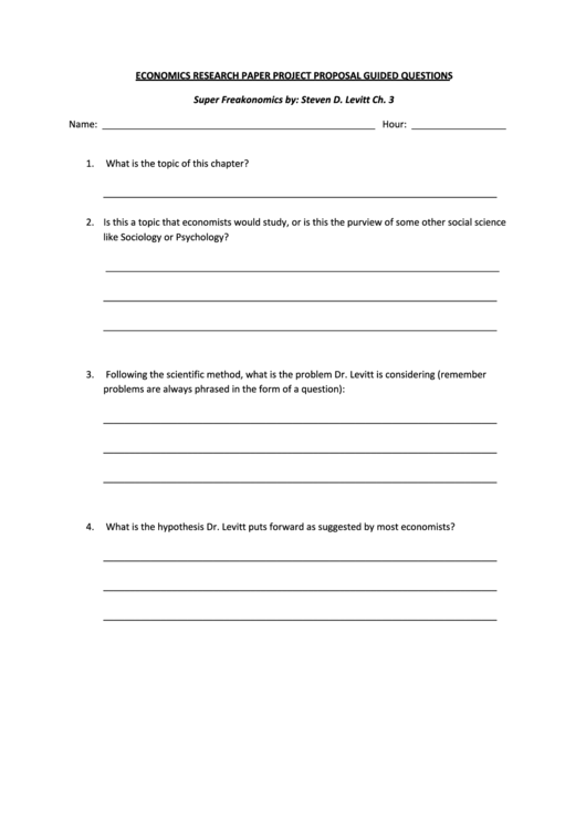 Economics Research Paper Project Proposal Guided Questions