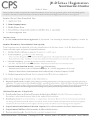 Jk-8 School Registration Parent/guardian Checklist