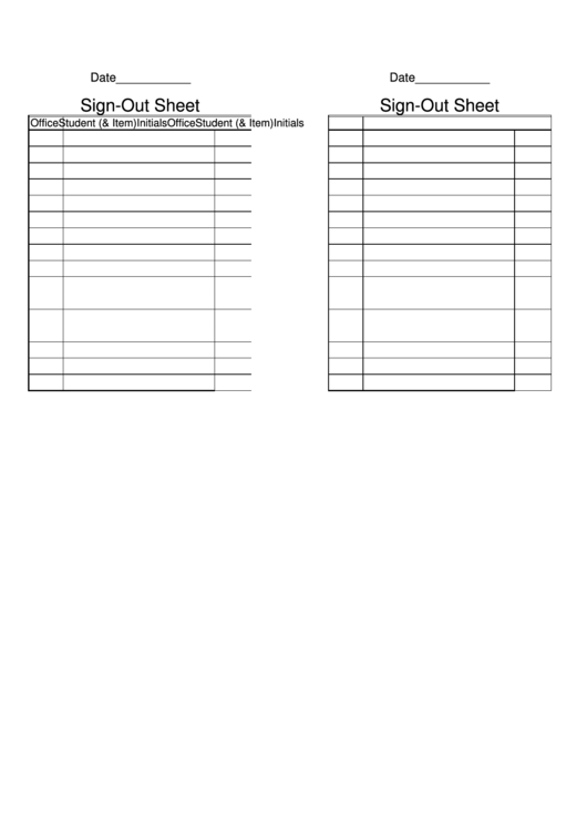 Sign-Out Sheet Printable pdf