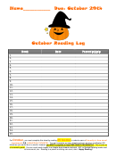 October Reading Log