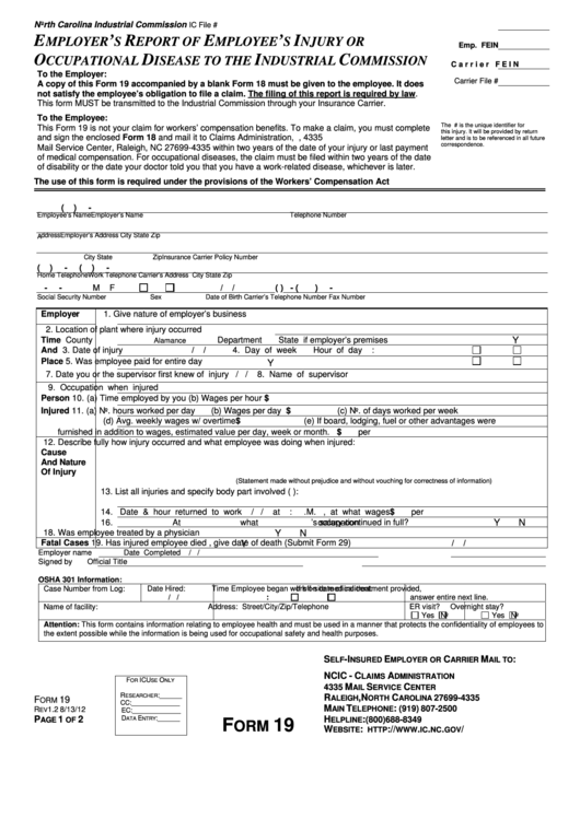 Fillable Form 19 - Employer
