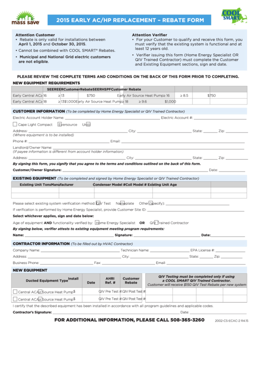 2015 Early Ac Hp Replacement Rebate Form