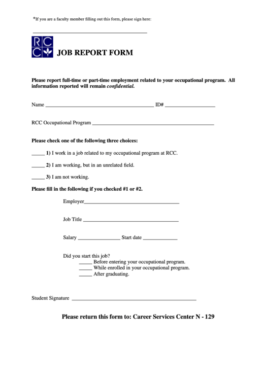 Job Report Form Printable pdf