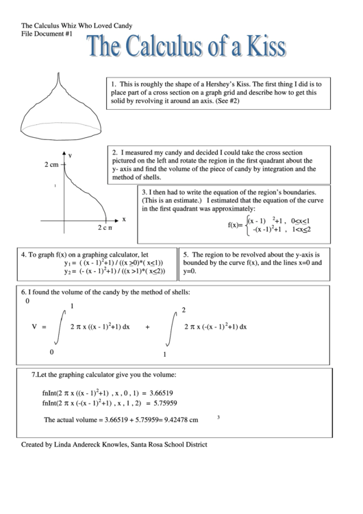 The Calculus Whiz Who Loved Candy Worksheet printable pdf ...