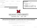 Application For Resident Classification For Tuition Miami University