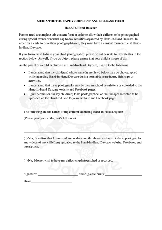 Media Consent Form Printable pdf