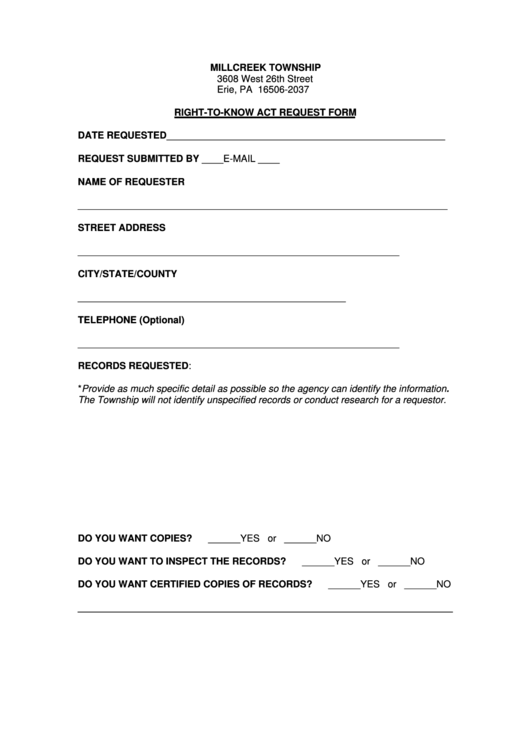 Record Request Form Printable pdf