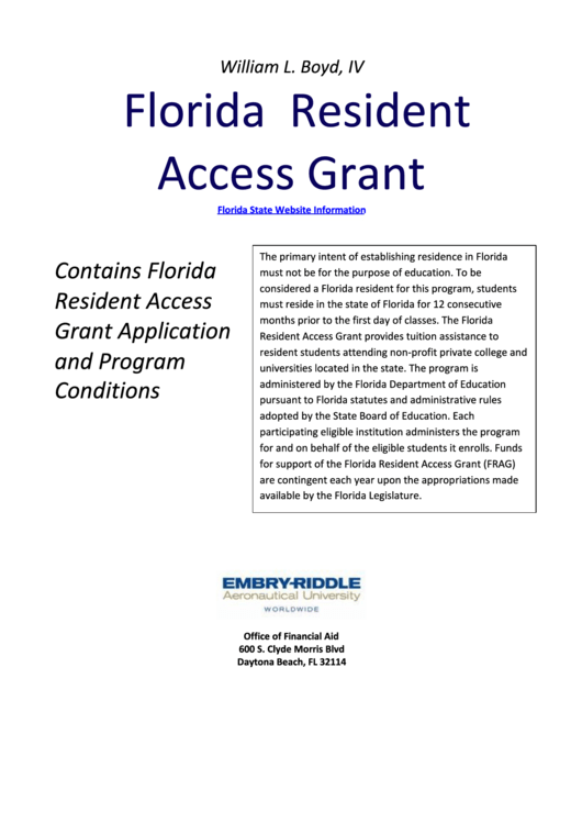 Florida Residency Certification Form - Parent Printable pdf