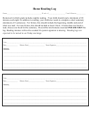 Home Reading Log Template