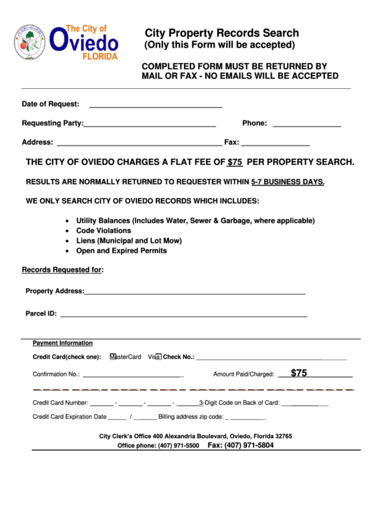 City Property Records Search Printable pdf